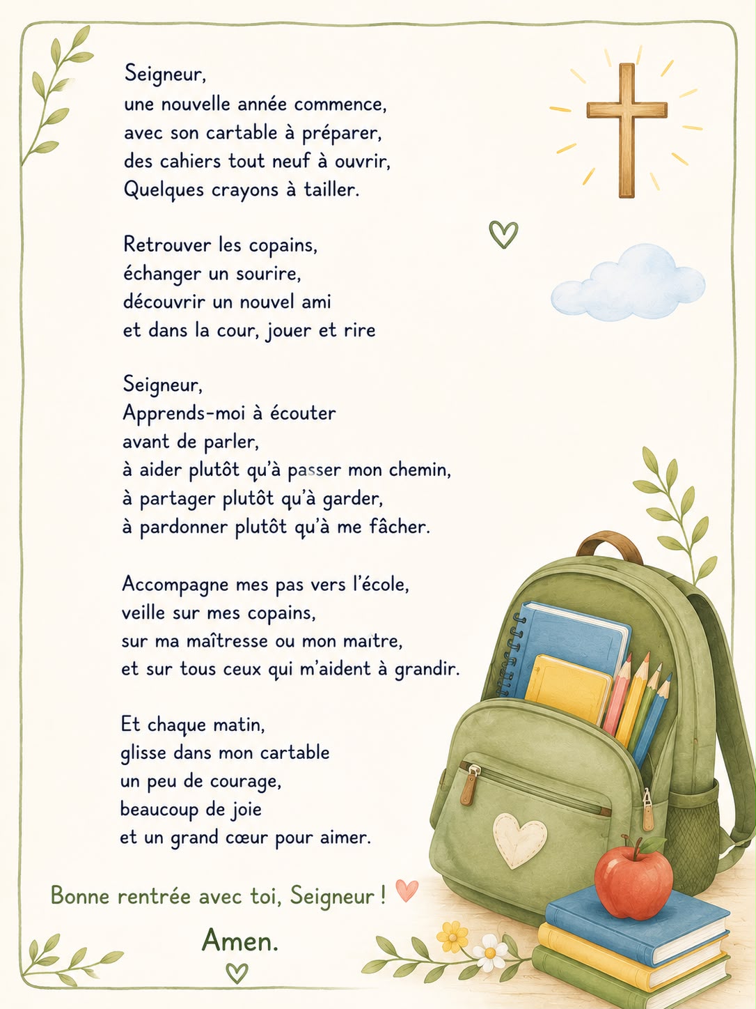 prière de rentrée